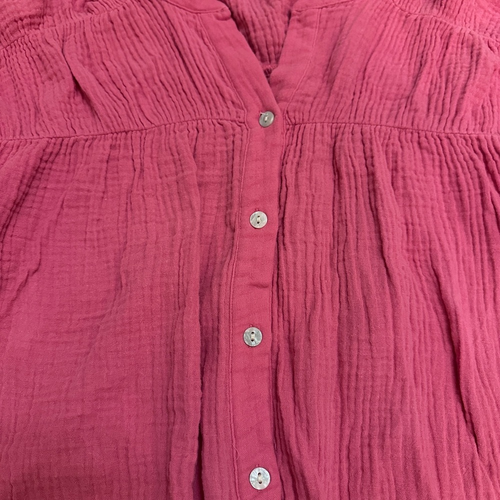 BiBi Pink Textured Button-Front Blouse - Picture 4 of 6